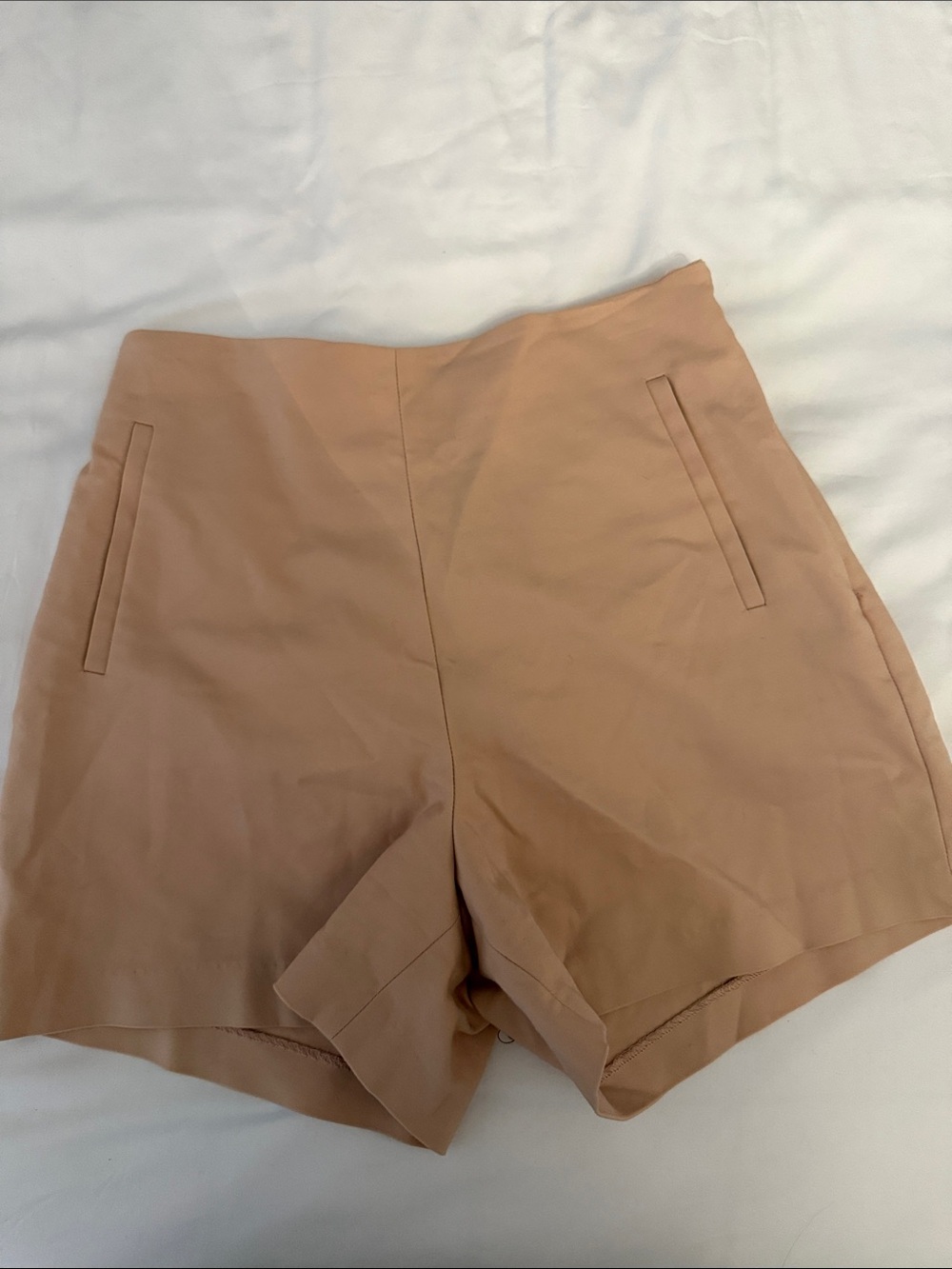 High-Waist Tailored Shorts in Peach
